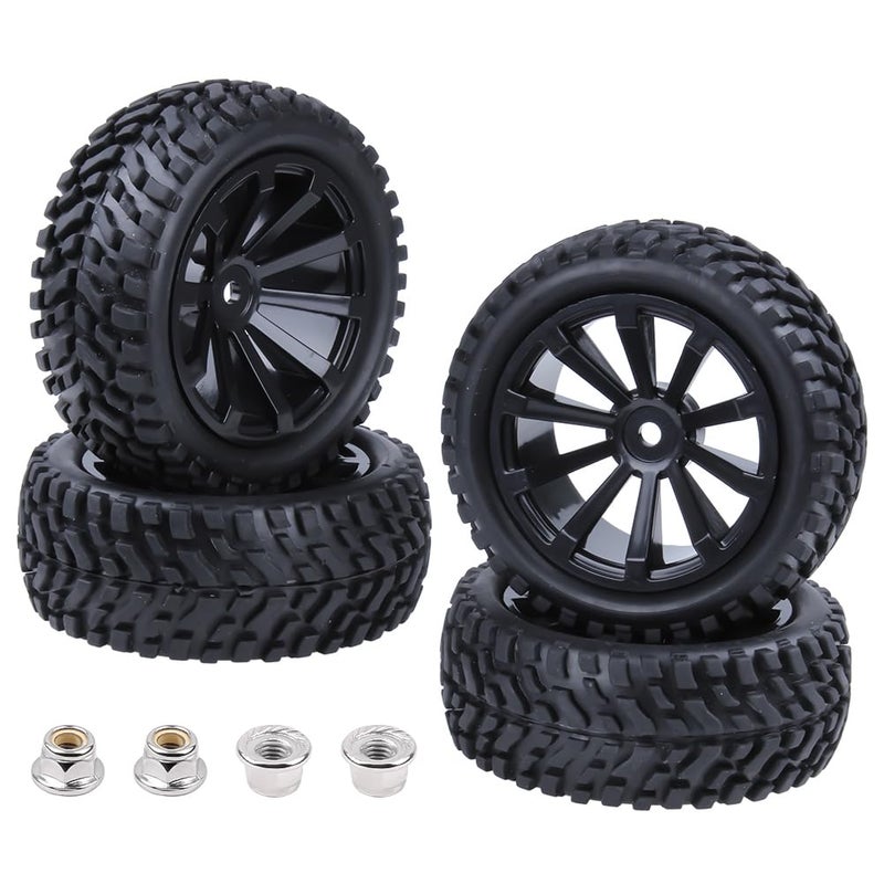HobbyPark Outer Diameter 2.99 inch / 76mm Rubber RC Car Tires & Wheel Rims Foam Inserts 12mm Hex Hub (4-Pack) - Image 1